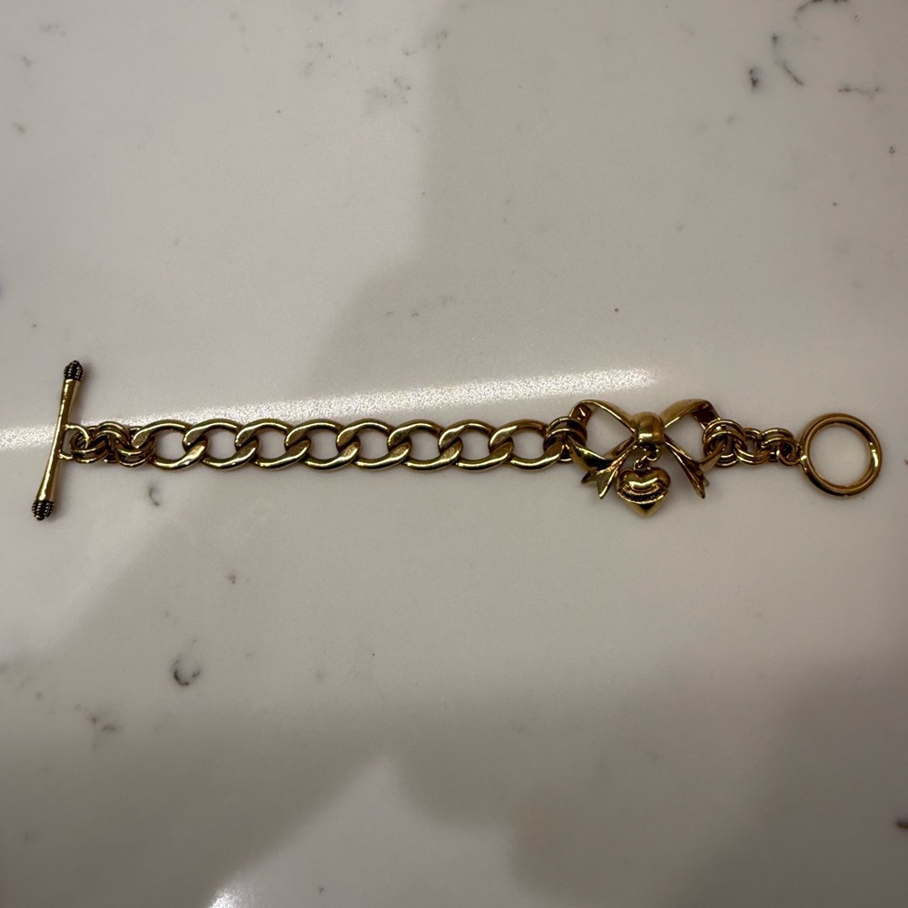 Juicy Couture Gold Chain Charm Bracelet with Bow Accent